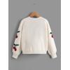 imageSHENHE Girls V Neck Cherry Print Cute Open Front Soft Drop Shoulder Cardigan SweaterBeige