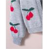 imageSHENHE Girls V Neck Cherry Print Cute Open Front Soft Drop Shoulder Cardigan SweaterGrey