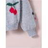 imageSHENHE Girls V Neck Cherry Print Cute Open Front Soft Drop Shoulder Cardigan SweaterGrey