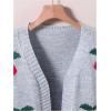 imageSHENHE Girls V Neck Cherry Print Cute Open Front Soft Drop Shoulder Cardigan SweaterGrey