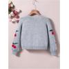 imageSHENHE Girls V Neck Cherry Print Cute Open Front Soft Drop Shoulder Cardigan SweaterGrey