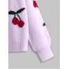 imageSHENHE Girls V Neck Cherry Print Cute Open Front Soft Drop Shoulder Cardigan SweaterLilac Purple