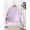 imageSHENHE Girls V Neck Cherry Print Cute Open Front Soft Drop Shoulder Cardigan SweaterLilac Purple
