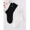 imageSHENHE Mens 2 Pairs Cross Print Embroidered Geo Crew Socks Knit Soft Daily SocksStar Black White