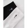 imageSHENHE Mens 2 Pairs Cross Print Embroidered Geo Crew Socks Knit Soft Daily SocksStar Black White