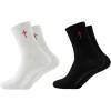 imageSHENHE Mens 2 Pairs Cross Print Embroidered Geo Crew Socks Knit Soft Daily SocksWhite and Black