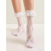 imageSHENHE Womens 2 Pairs Lace Glitter See Through Mesh Cute Ankle Socks Multicolour Lace Trim onesize