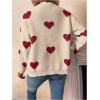 imageSHENHE Womens Button Down Cardigan Cute Heart Print V Neck Soft Cardigan Sweater CoatApricot