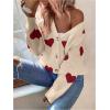 imageSHENHE Womens Button Down Cardigan Cute Heart Print V Neck Soft Cardigan Sweater CoatApricot