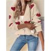 imageSHENHE Womens Button Down Cardigan Cute Heart Print V Neck Soft Cardigan Sweater CoatApricot