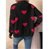 imageSHENHE Womens Button Down Cardigan Cute Heart Print V Neck Soft Cardigan Sweater CoatBlack