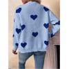 imageSHENHE Womens Button Down Cardigan Cute Heart Print V Neck Soft Cardigan Sweater CoatBlue