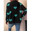 imageSHENHE Womens Button Down Cardigan Cute Heart Print V Neck Soft Cardigan Sweater CoatGreen Heart Black