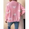 imageSHENHE Womens Button Down Cardigan Cute Heart Print V Neck Soft Cardigan Sweater CoatLight Pink