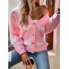 imageSHENHE Womens Button Down Cardigan Cute Heart Print V Neck Soft Cardigan Sweater CoatLight Pink