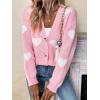 imageSHENHE Womens Button Down Cardigan Cute Heart Print V Neck Soft Cardigan Sweater CoatLight Pink