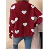 imageSHENHE Womens Button Down Cardigan Cute Heart Print V Neck Soft Cardigan Sweater CoatRed