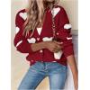 imageSHENHE Womens Button Down Cardigan Cute Heart Print V Neck Soft Cardigan Sweater CoatRed