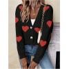imageSHENHE Womens Button Down Cardigan Cute Heart Print V Neck Soft Cardigan Sweater CoatRed Heart Black