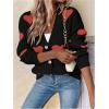 imageSHENHE Womens Button Down Cardigan Cute Heart Print V Neck Soft Cardigan Sweater CoatRed Heart Black