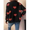 imageSHENHE Womens Button Down Cardigan Cute Heart Print V Neck Soft Cardigan Sweater CoatRed Heart Black