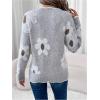 imageSHENHE Womens Button Down Floral Cardigan Scalloped V Neck Flower Sweater CardigansGrey