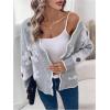 imageSHENHE Womens Button Down Floral Cardigan Scalloped V Neck Flower Sweater CardigansGrey