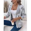 imageSHENHE Womens Button Down Floral Cardigan Scalloped V Neck Flower Sweater CardigansGrey
