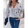 imageSHENHE Womens Button Down Floral Cardigan Scalloped V Neck Flower Sweater CardigansGrey