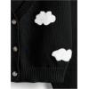 imageSHENHE Womens Cloud Print Button Down Sweaters V Neck Long Sleeve Crop Cardigan TopBlack