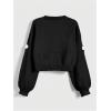 imageSHENHE Womens Cloud Print Button Down Sweaters V Neck Long Sleeve Crop Cardigan TopBlack