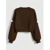 imageSHENHE Womens Cloud Print Button Down Sweaters V Neck Long Sleeve Crop Cardigan TopBrown