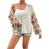 imageSHENHE Womens Floral Crochet Bell Sleeve Open Front Loose Boho Cardigan KnitwearApricot