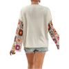 imageSHENHE Womens Floral Crochet Bell Sleeve Open Front Loose Boho Cardigan KnitwearApricot