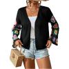 imageSHENHE Womens Floral Crochet Bell Sleeve Open Front Loose Boho Cardigan KnitwearBlack