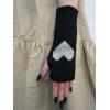 imageSHENHE Womens Heart Pattern Fingerless Thumb Hole Knitted Wrist Length Mitten GlovesHeart Black