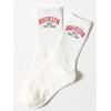 imageSHENHE Womens Letter Graphic Ribbed Athletic Running Mid Calf Boot Crew SocksBeige