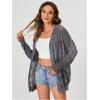 imageSHENHE Womens Loose Fit Open Front Colorful Space Dye Drop Shoulder Cardigan SweaterGrey