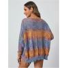 imageSHENHE Womens Loose Fit Open Front Colorful Space Dye Drop Shoulder Cardigan SweaterMulticolor B