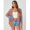 imageSHENHE Womens Loose Fit Open Front Colorful Space Dye Drop Shoulder Cardigan SweaterMulticolor B