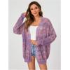 imageSHENHE Womens Loose Fit Open Front Colorful Space Dye Drop Shoulder Cardigan SweaterPurple