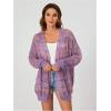 imageSHENHE Womens Loose Fit Open Front Colorful Space Dye Drop Shoulder Cardigan SweaterPurple
