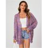 imageSHENHE Womens Loose Fit Open Front Colorful Space Dye Drop Shoulder Cardigan SweaterPurple
