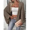imageSHENHE Womens Open Front Loose Hollow Out Casual Dolman Sleeve Asymmetrical CardiganBrown
