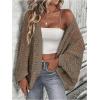 imageSHENHE Womens Open Front Loose Hollow Out Casual Dolman Sleeve Asymmetrical CardiganBrown