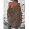 imageSHENHE Womens Open Front Loose Hollow Out Casual Dolman Sleeve Asymmetrical CardiganBrown