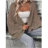 imageSHENHE Womens Open Front Loose Hollow Out Casual Dolman Sleeve Asymmetrical CardiganBrown