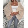 imageSHENHE Womens Open Front Loose Hollow Out Casual Dolman Sleeve Asymmetrical CardiganKhaki