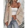 imageSHENHE Womens Open Front Loose Hollow Out Casual Dolman Sleeve Asymmetrical CardiganKhaki
