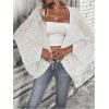 imageSHENHE Womens Open Front Loose Hollow Out Casual Dolman Sleeve Asymmetrical CardiganWhite
